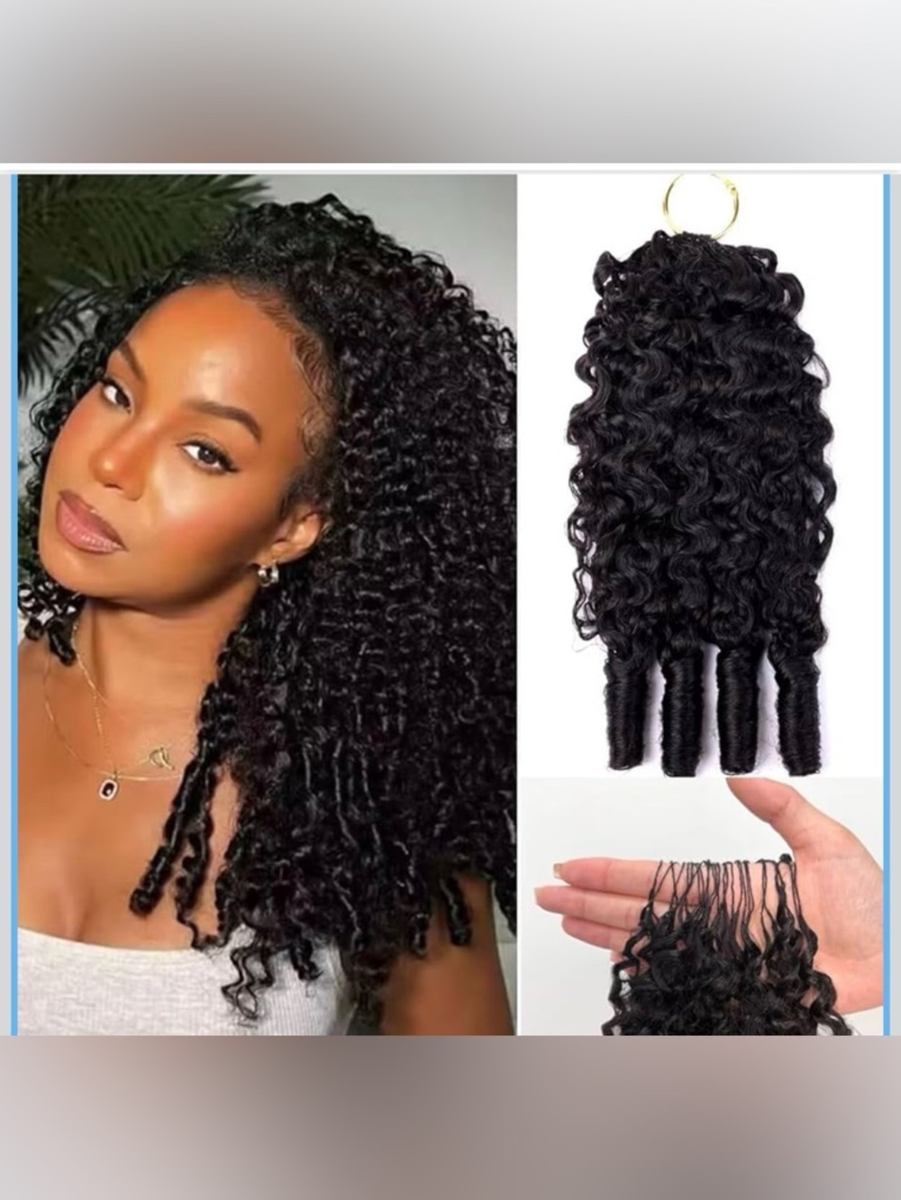 Burmese Curly Feather Crochet Human Hair Pre Looped 60 grams Real Human 24”